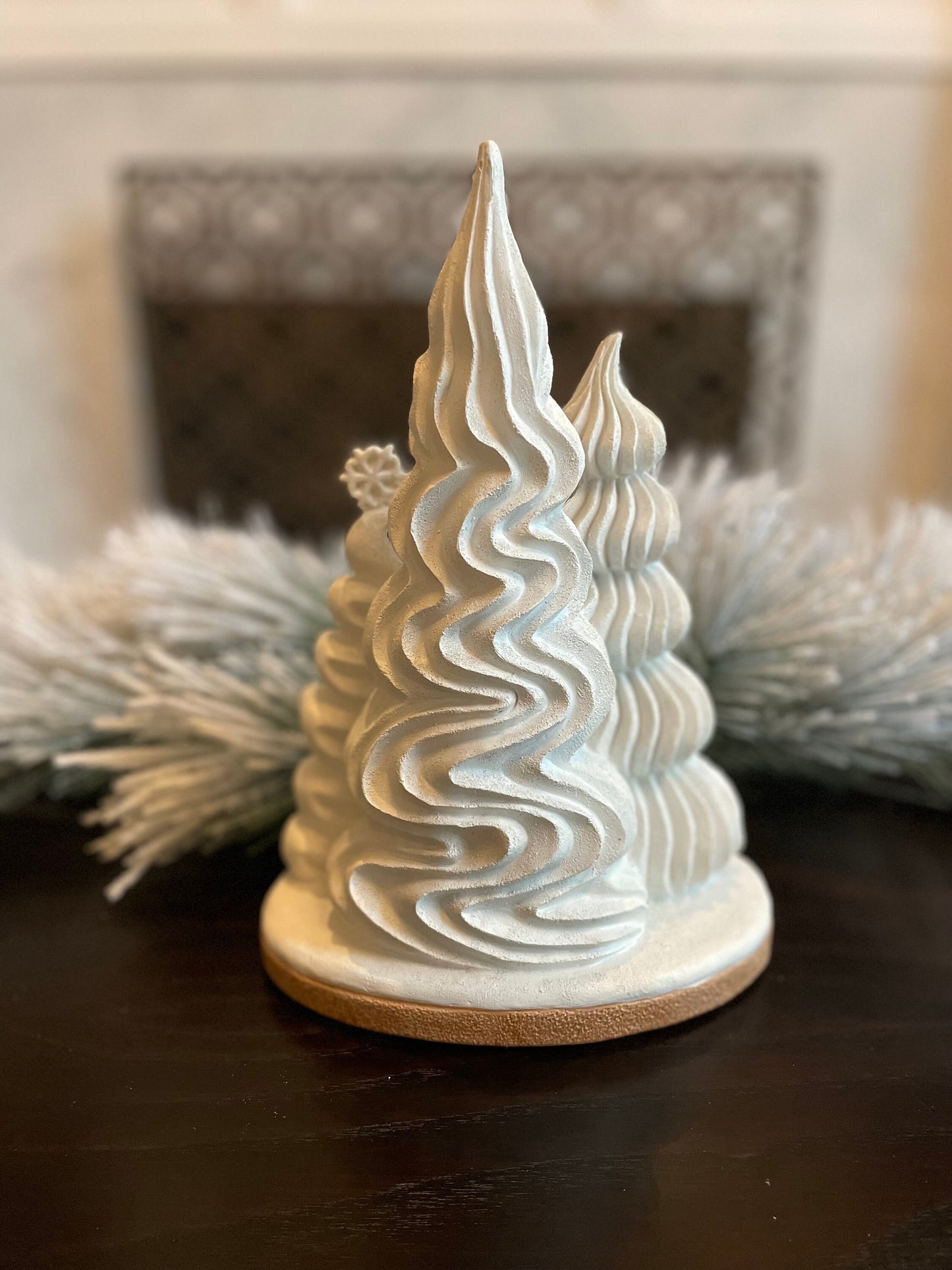 11” Meringue Christmas Trees with led.