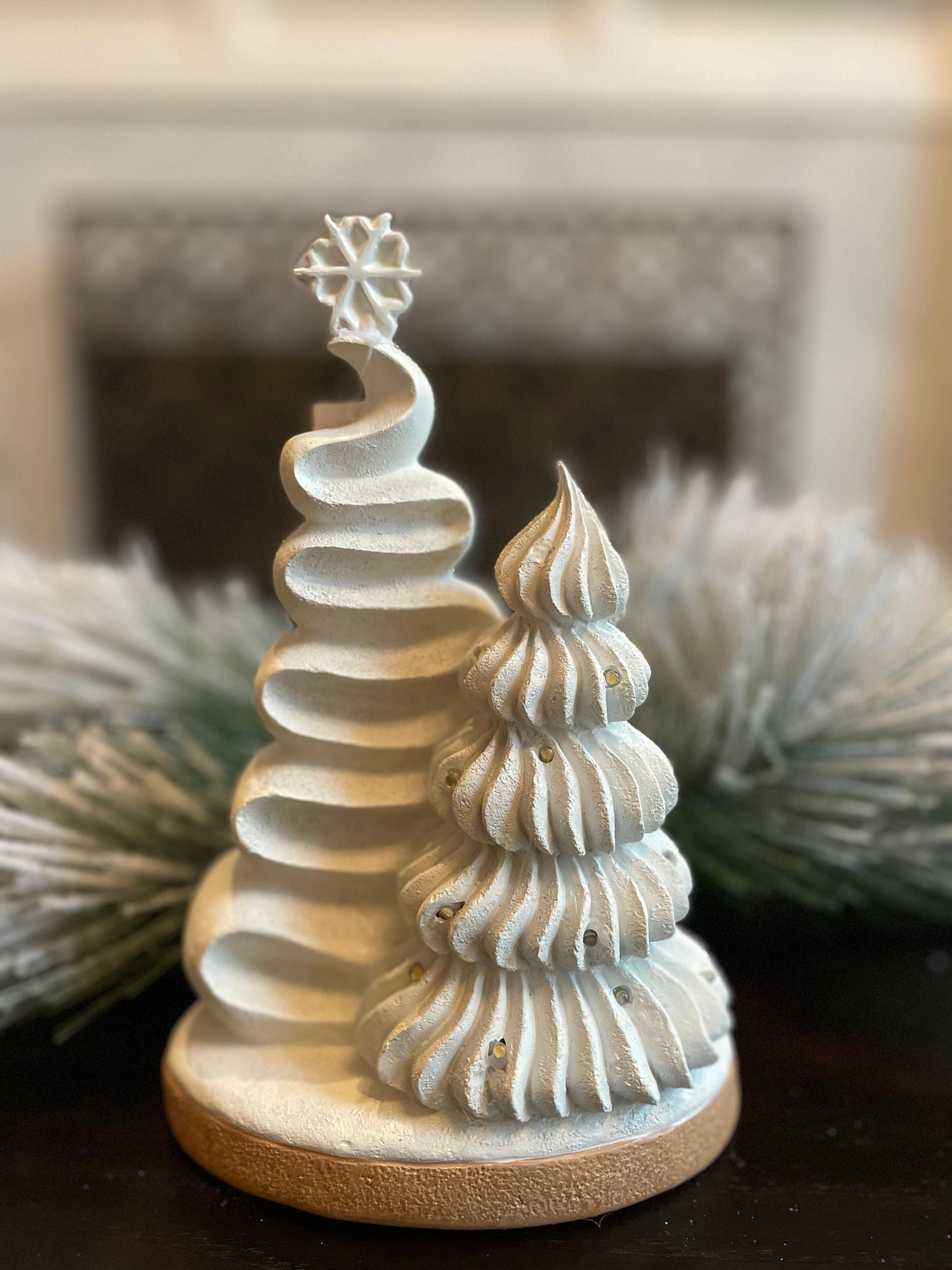 9” Meringue Christmas Trees with led.