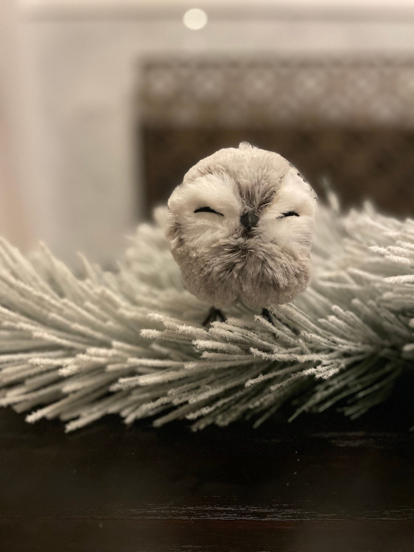 Set of 2. 4” Owl ornament. Natural.