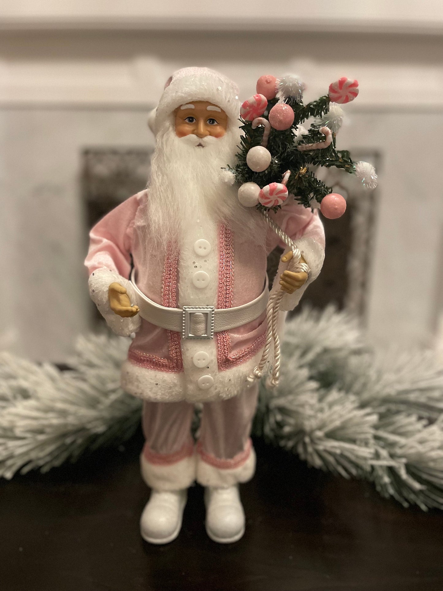 18” Santa with bag. Pink.
