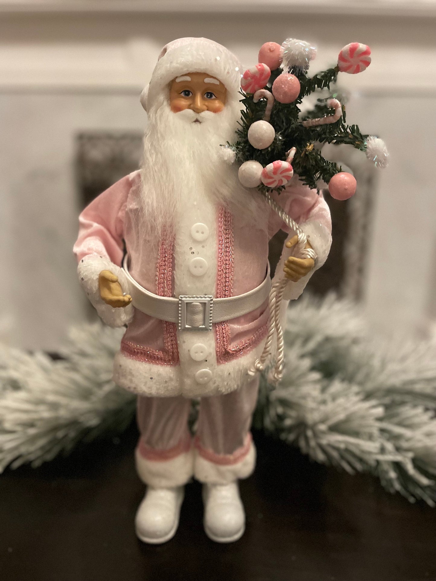 18” Santa with bag. Pink.