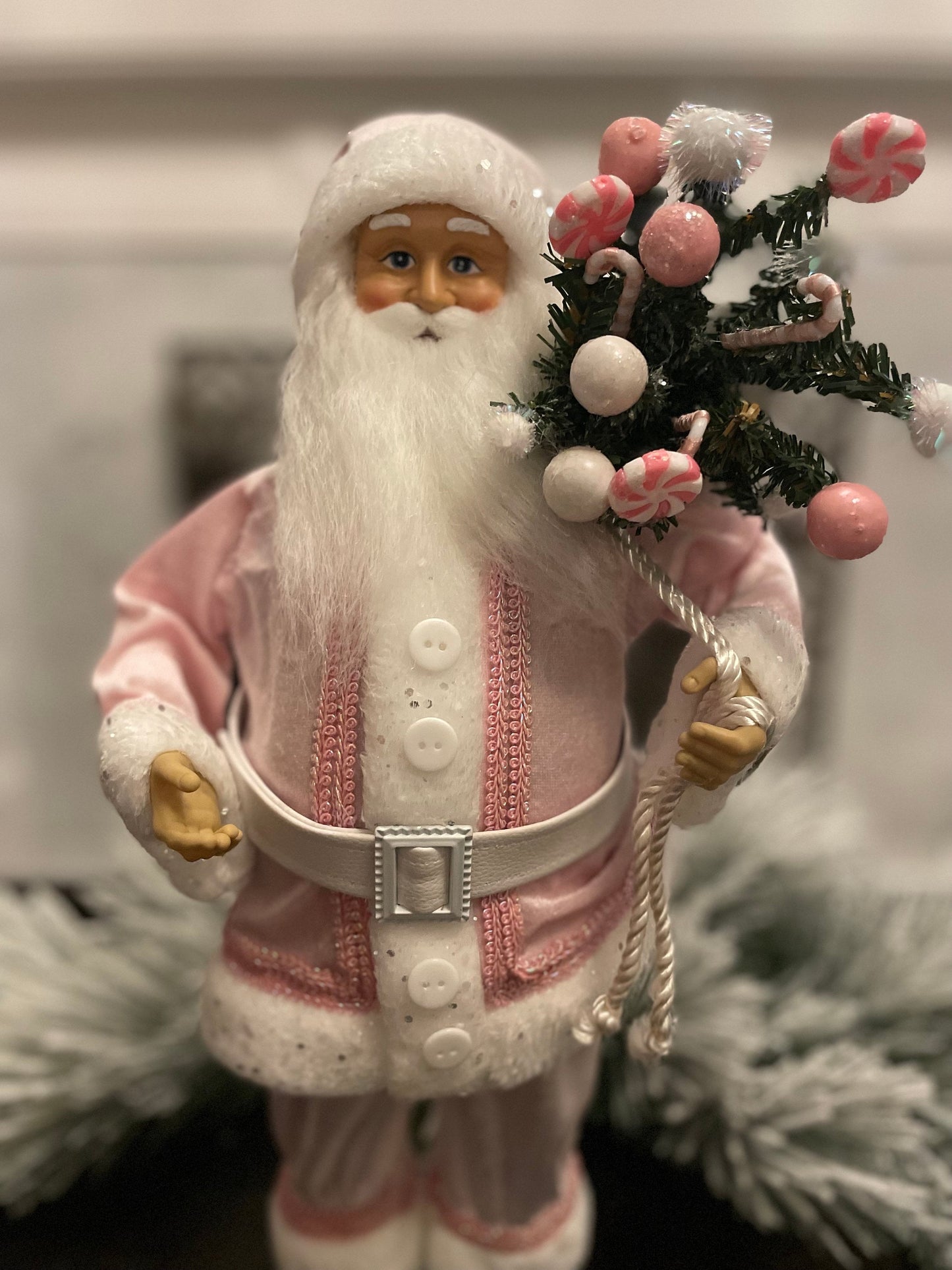 18” Santa with bag. Pink.