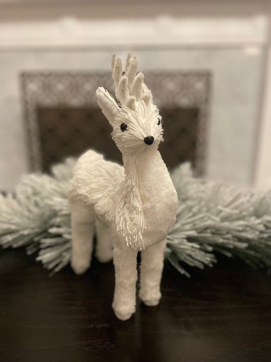 13.75” Deer. Snow fleece deer.