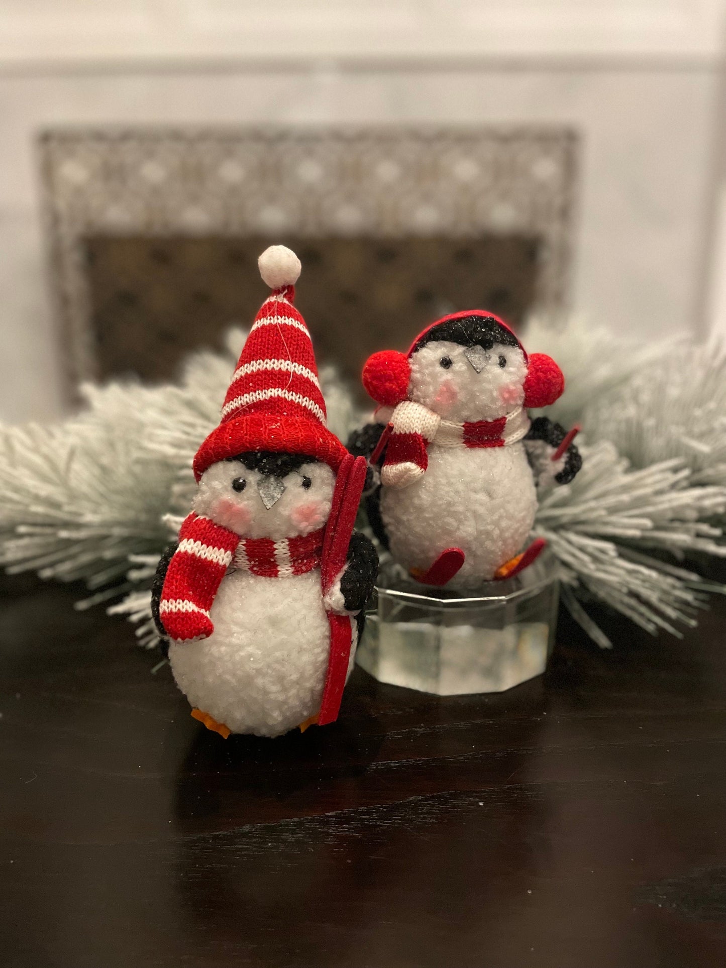 Set of 2. 6.75" Skiing Penguin ornament.