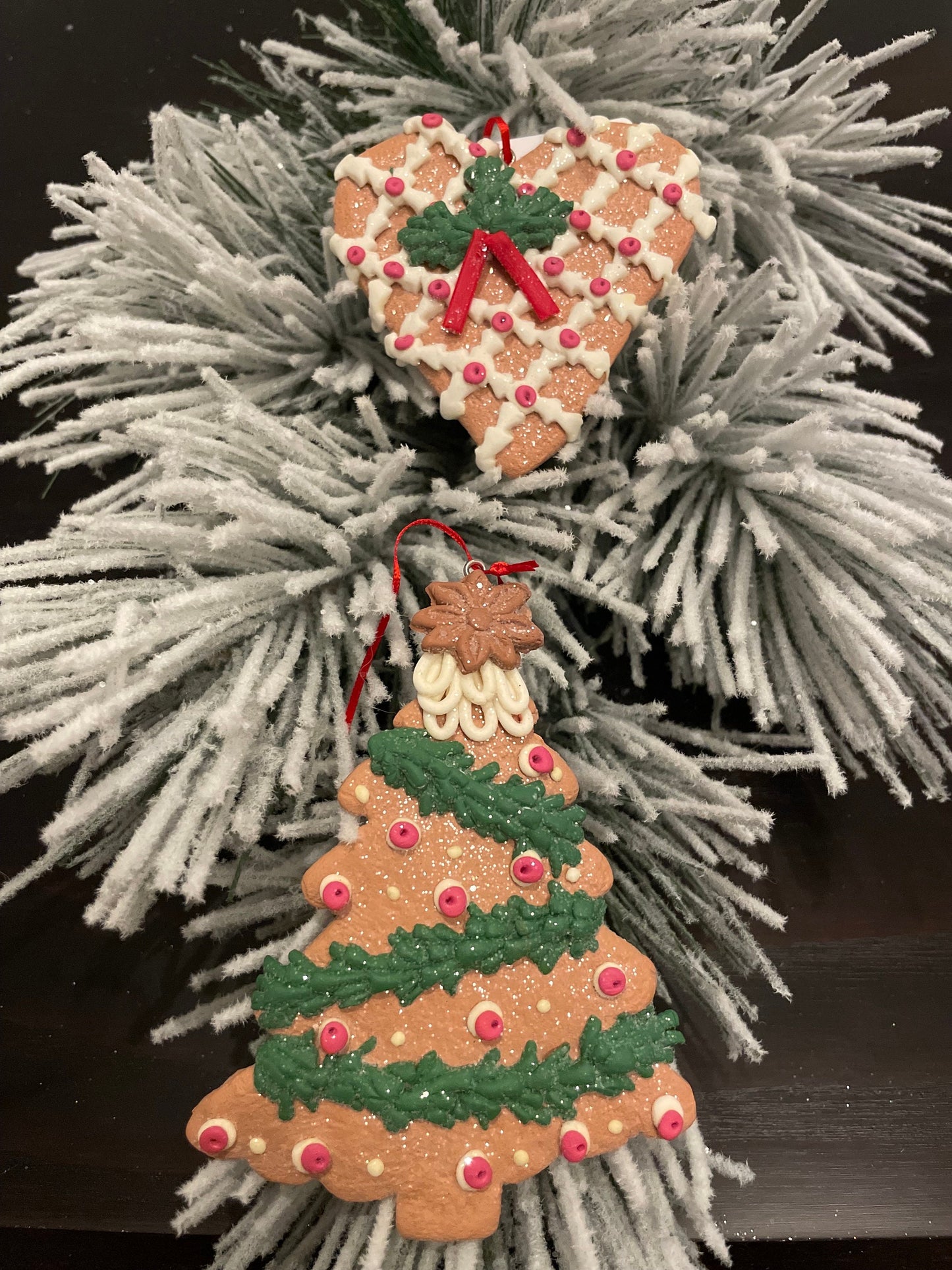 SET of 4. 5" Frosty Gingerbread holiday ornament.