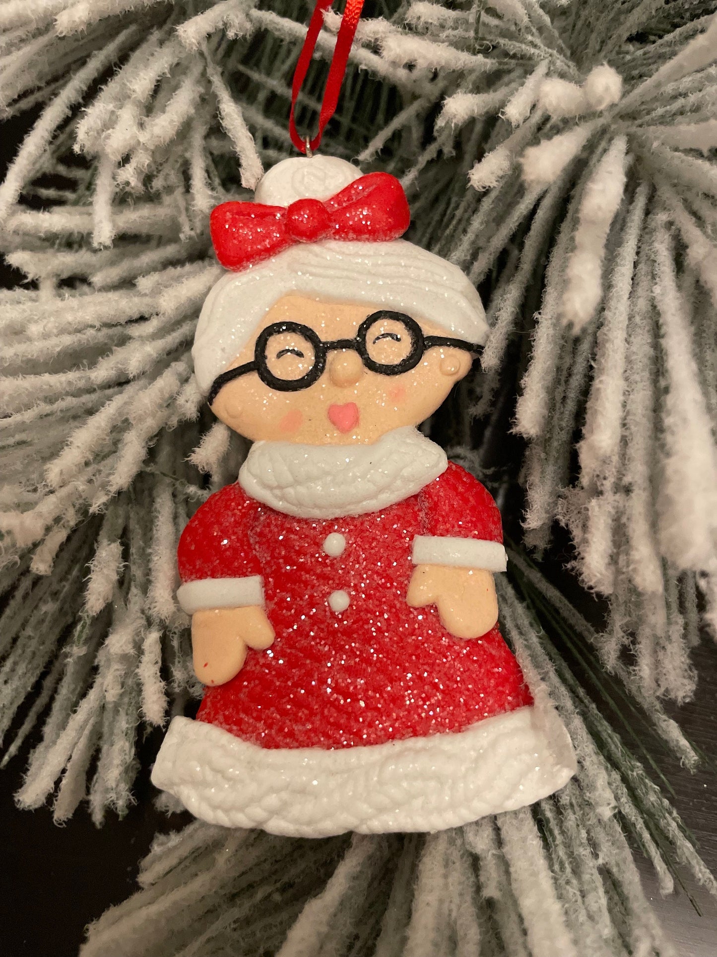 SET of 2. 5.25" Mrs. Claus ornament.