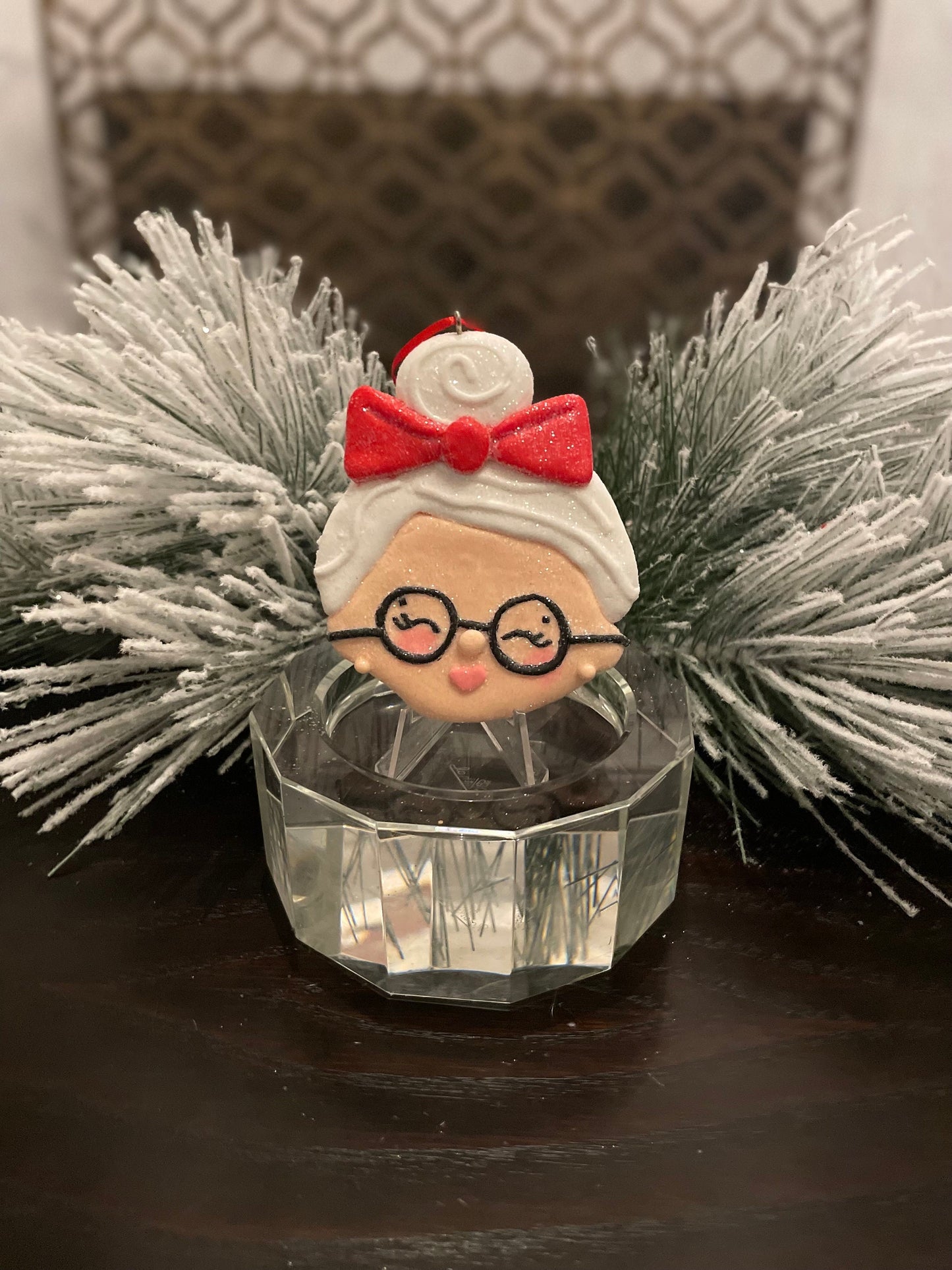 SET of 3. 3.75" Mrs. Claus ornament.