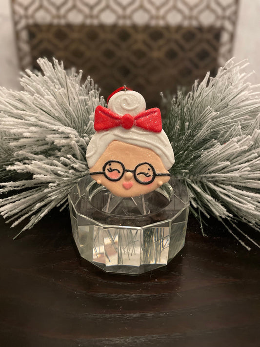 SET of 3. 3.75" Mrs. Claus ornament.