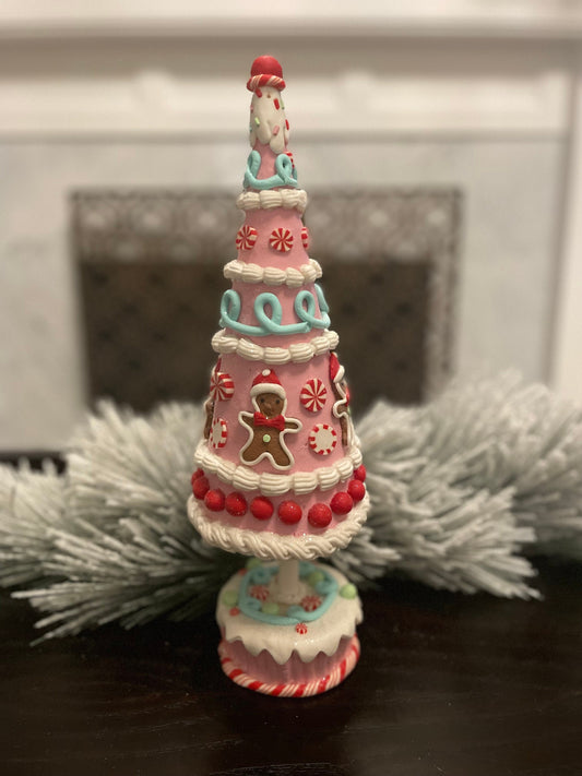 15.5” Claydough gingerbread candy tree. Christmas.