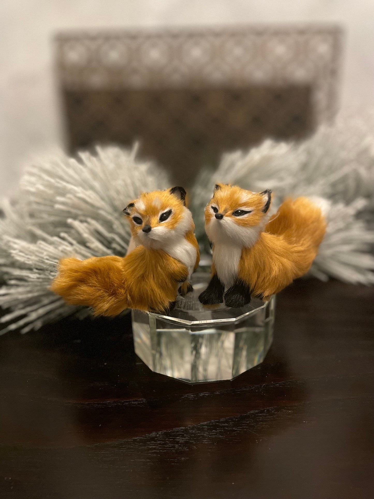 Set of 2. 5" Fox ornament. Forest animal.