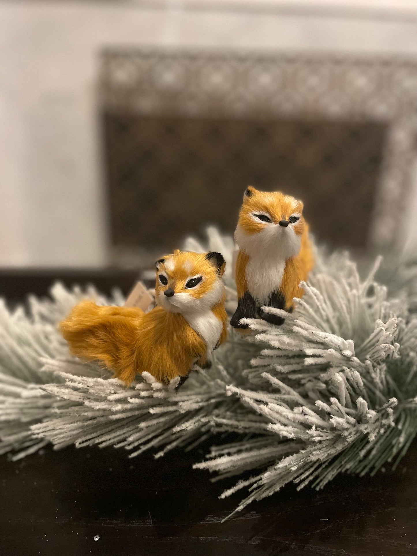 Set of 2. 5" Fox ornament. Forest animal.
