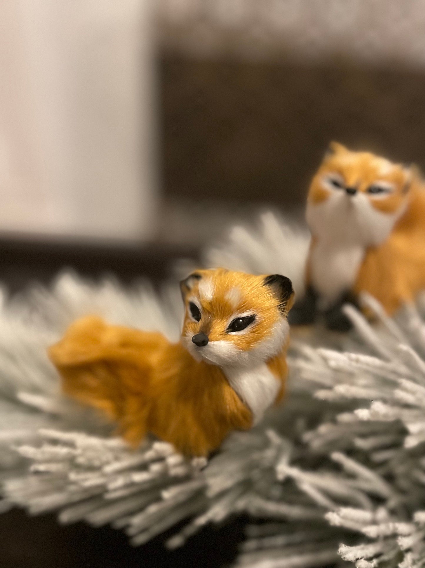 Set of 2. 5" Fox ornament. Forest animal.