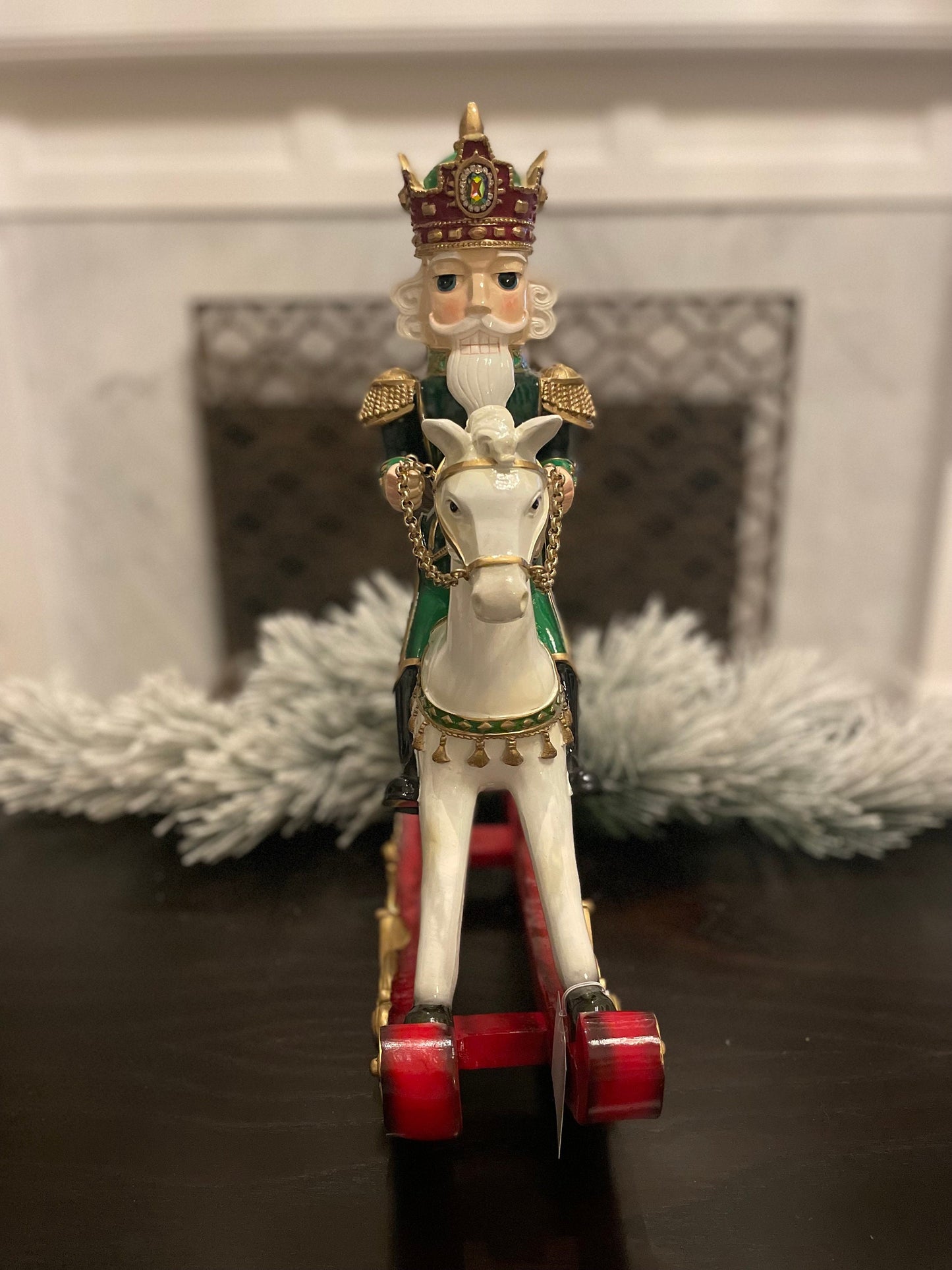 20” Resin Royal jeweled nutcracker rocking horse.