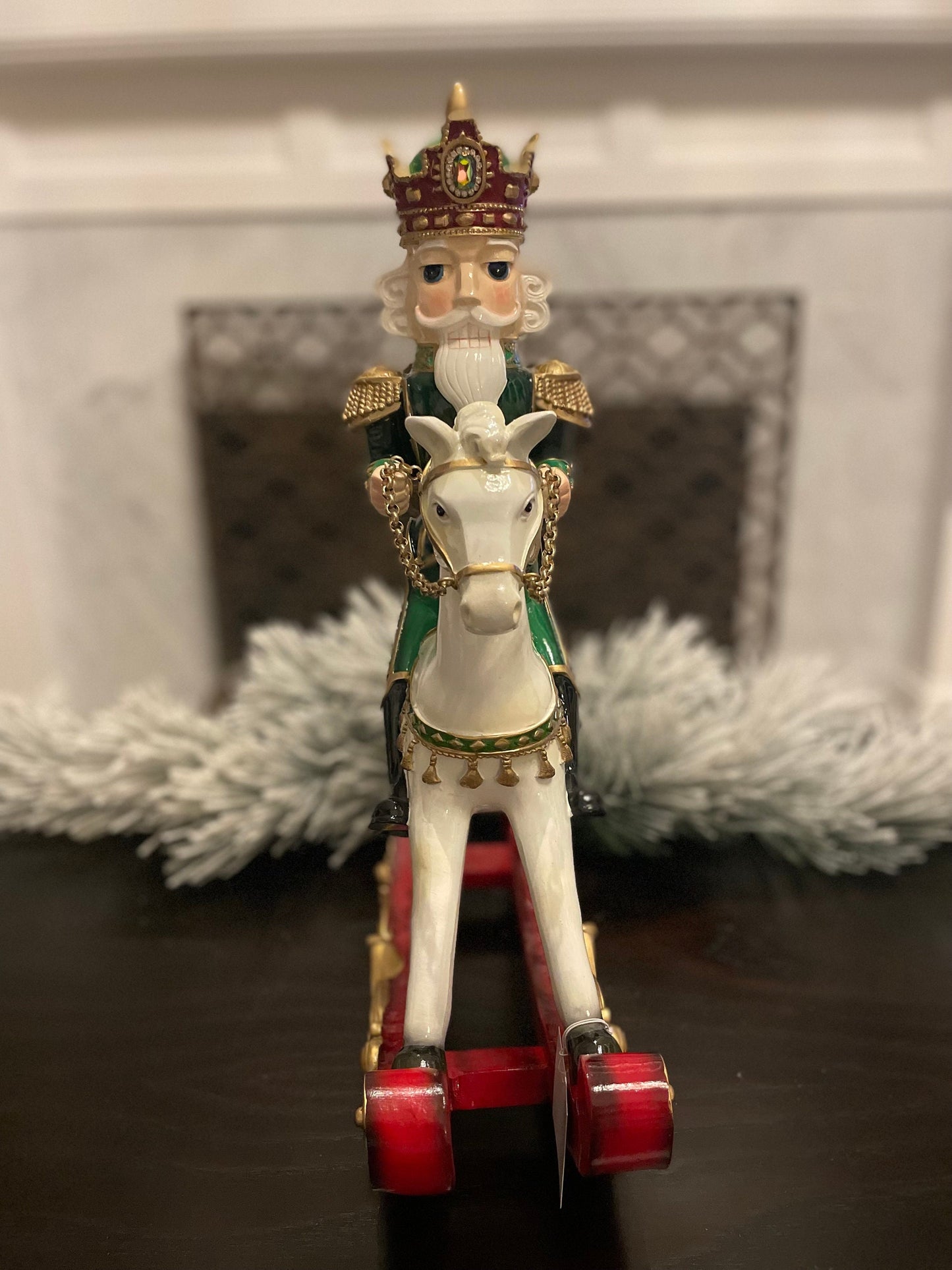 20” Resin Royal jeweled nutcracker rocking horse.