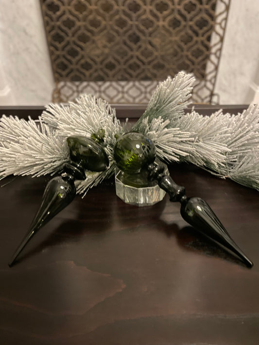 Set of 2. 12” Glass opaque finial ornament.