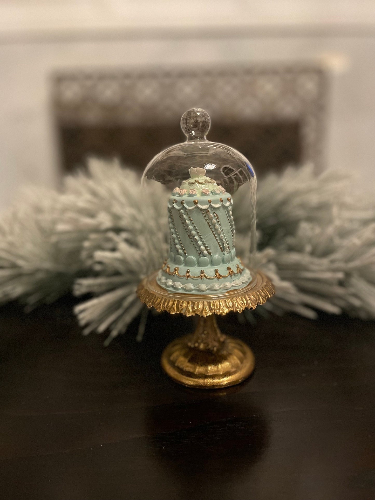 Set of 3. 7" Cake in cloche. Sweet! Tabletop decor.