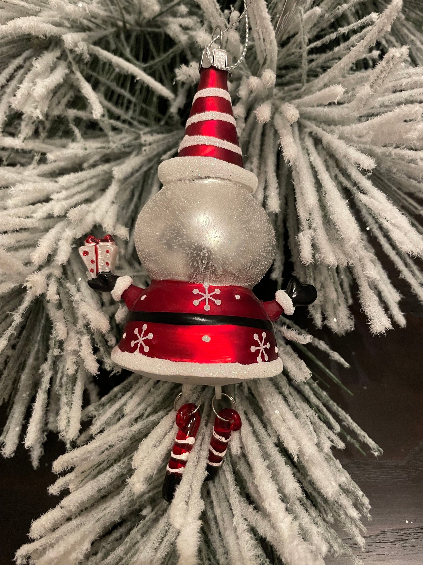6.25” Santa and snowman glass ornaments.