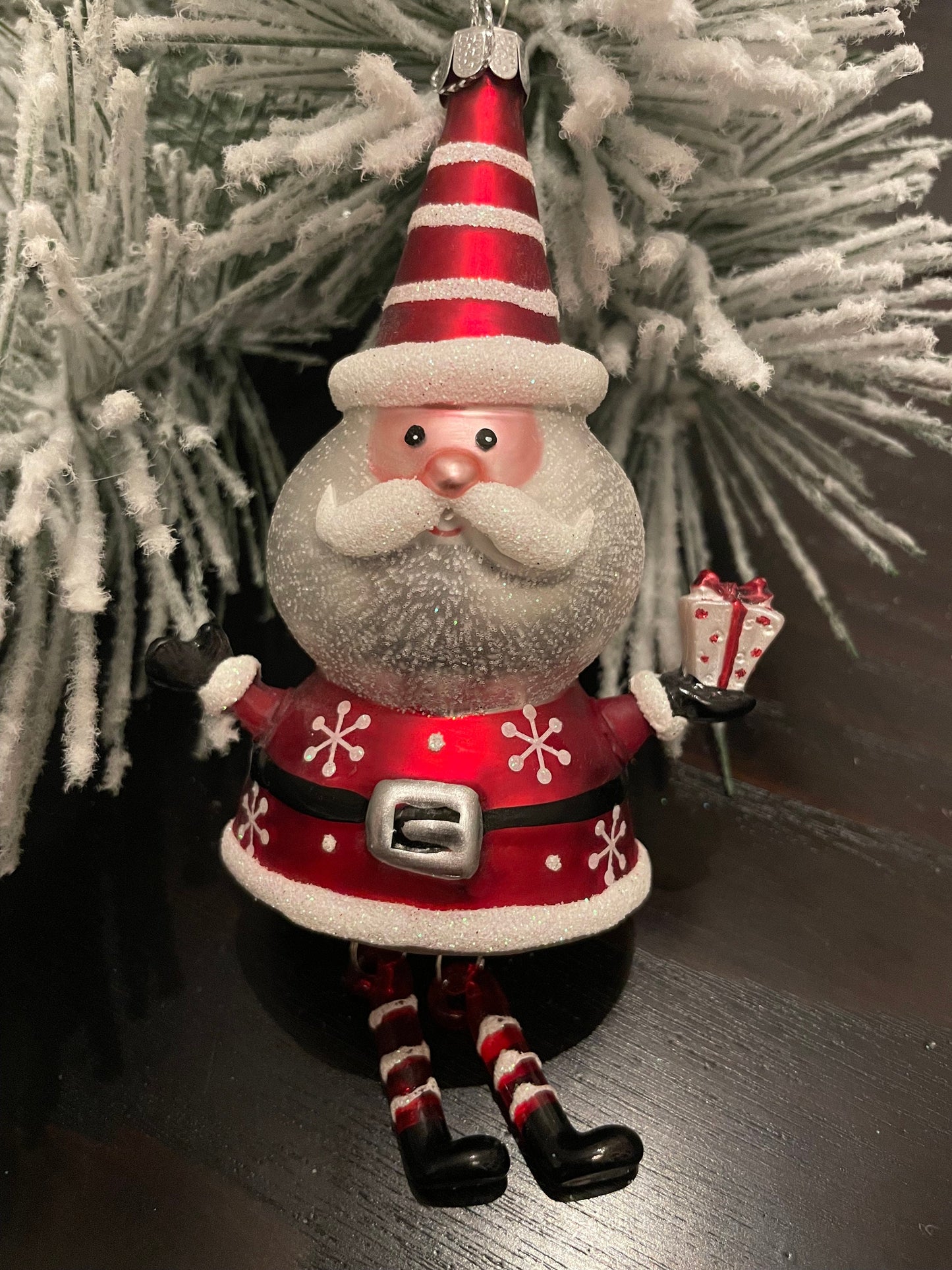6.25” Santa and snowman glass ornaments.