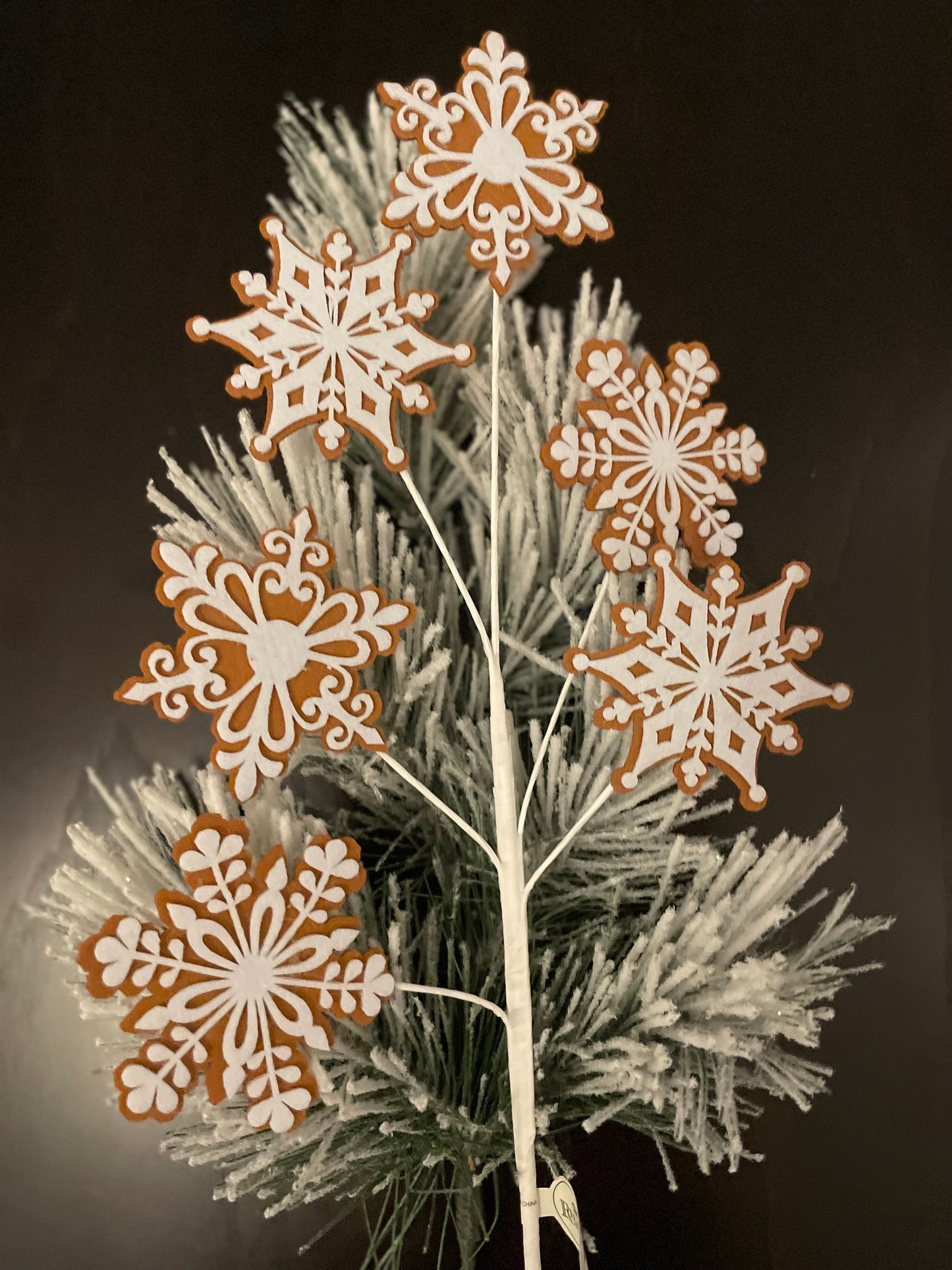 Set of 2. 28" Gingerbread snowflake spray.