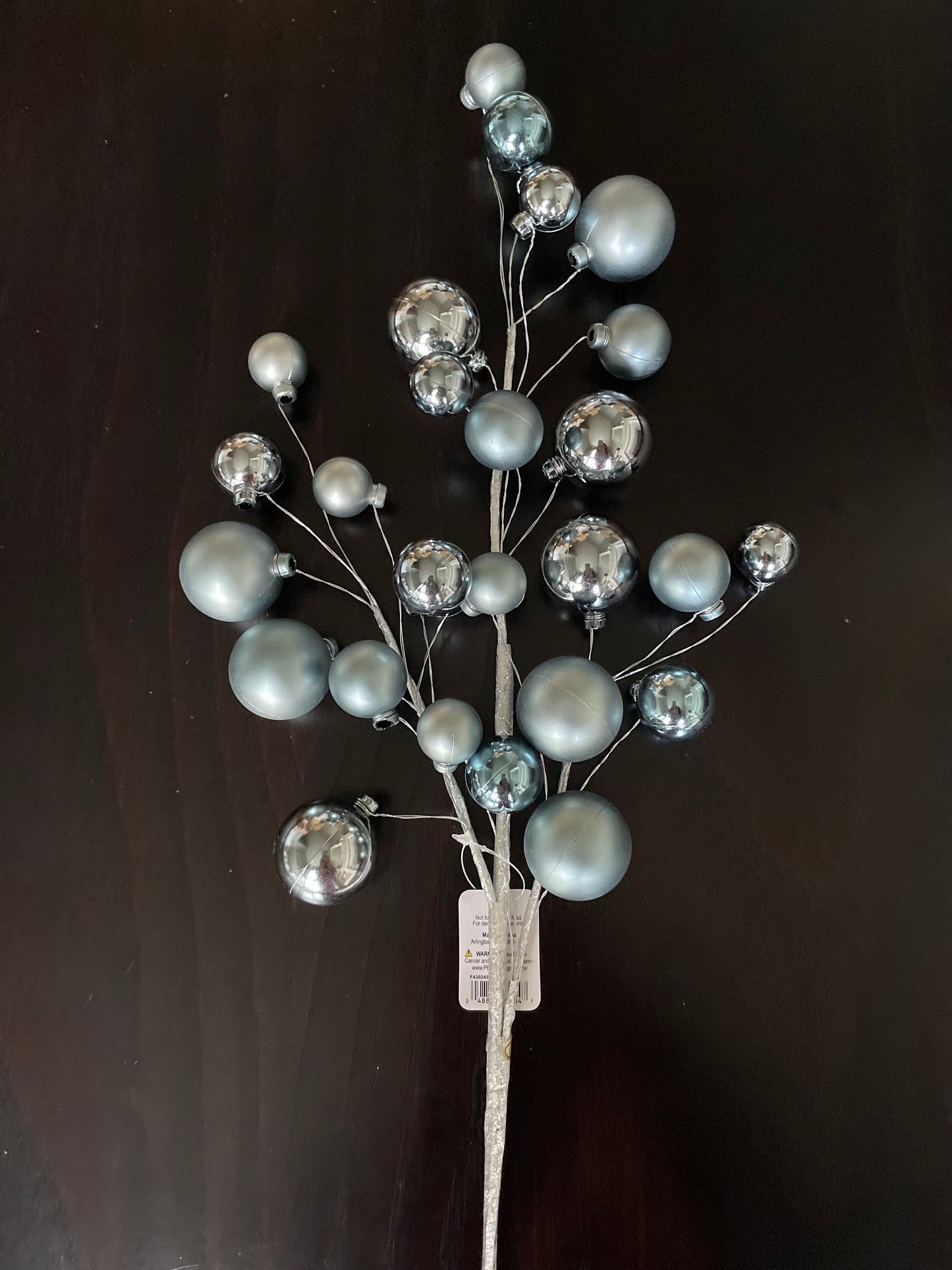 31" Winter blue ball ornament spray.