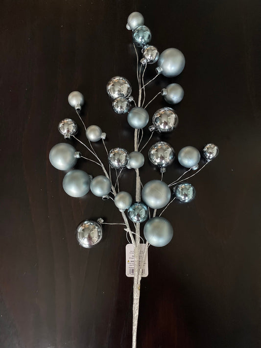 31" Winter blue ball ornament spray.