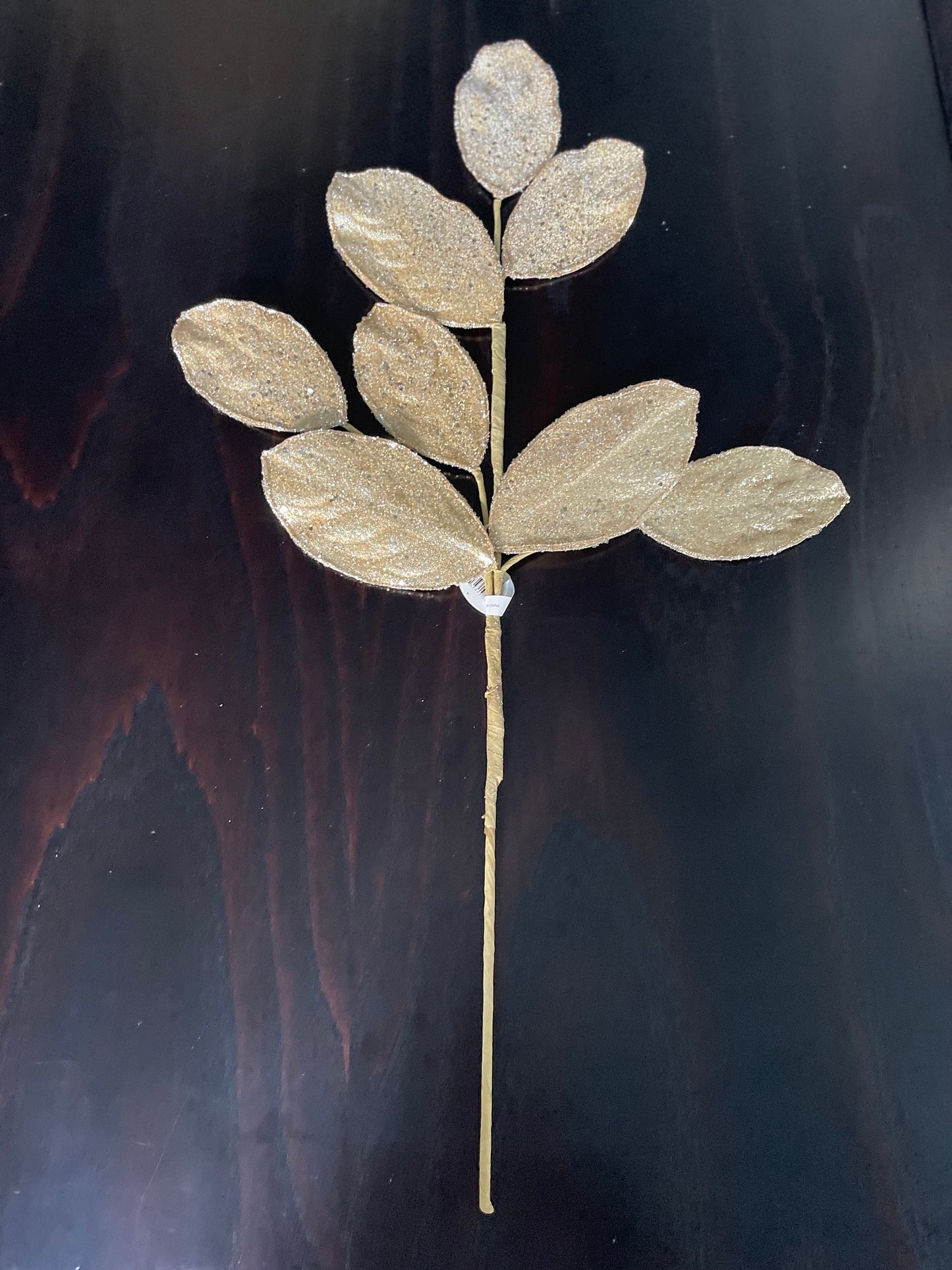 Set of 2. 28" Magnolia leaf spray. Gold. Micro beaded and sequins. Set of 2.