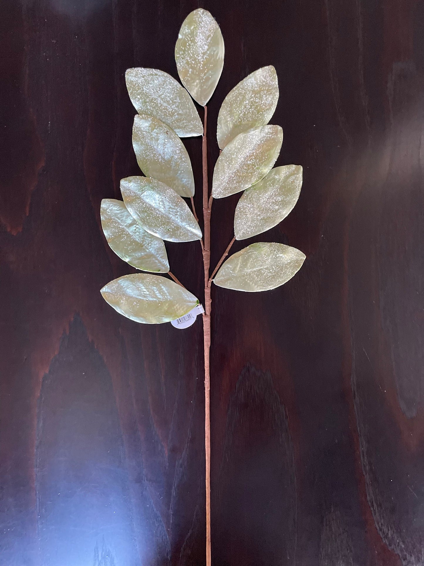 Set of 2. 30" Glitter metallic Magnolia leaf spray. Aqua.