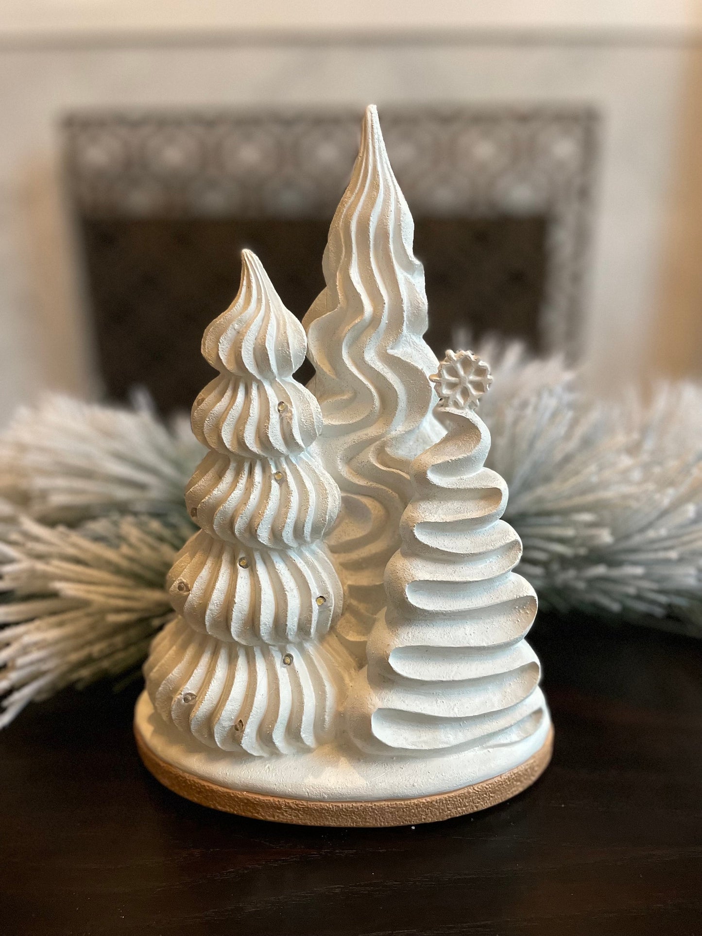 11” Meringue Christmas Trees with led.