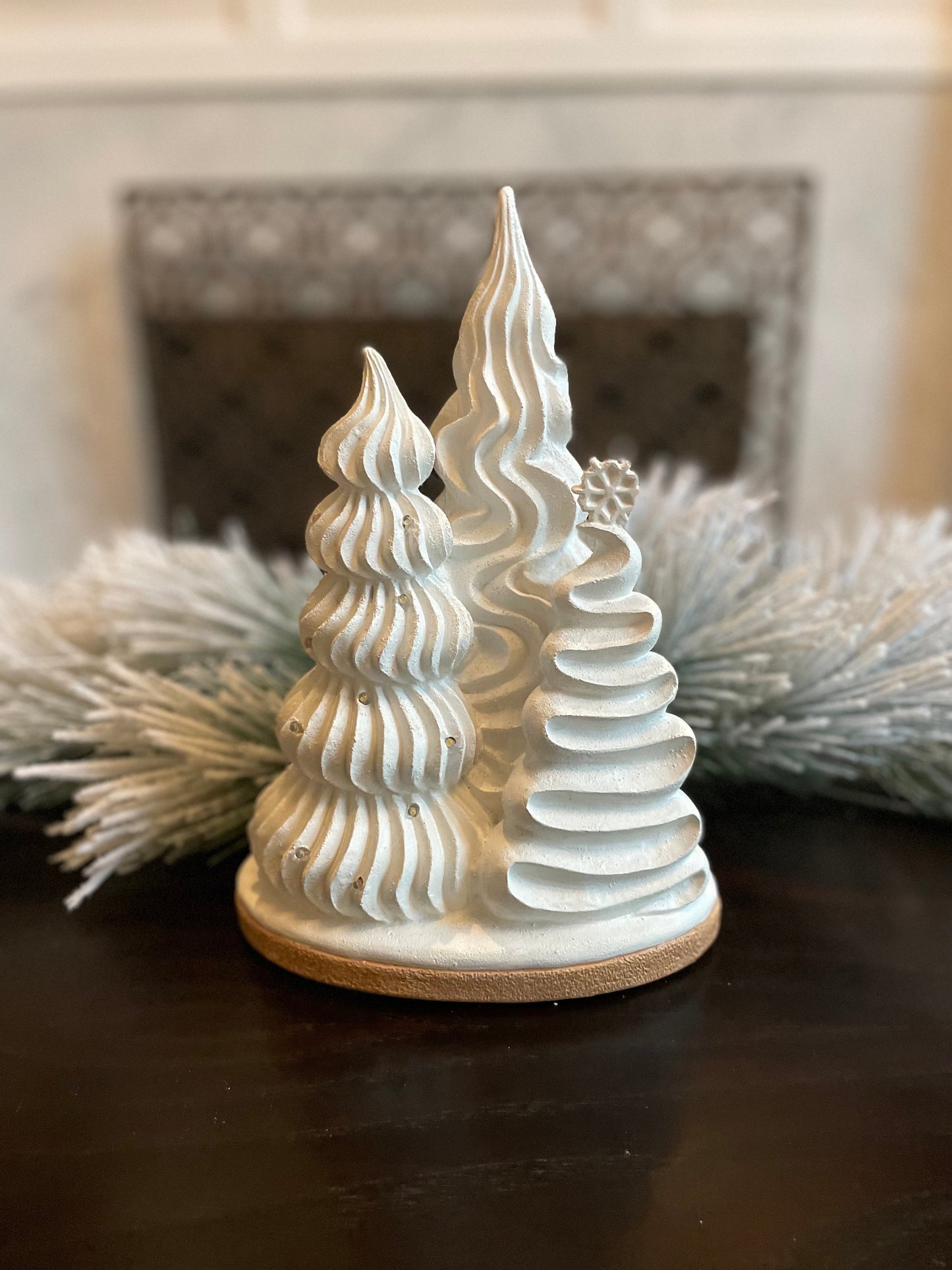 11” Meringue Christmas Trees with led.