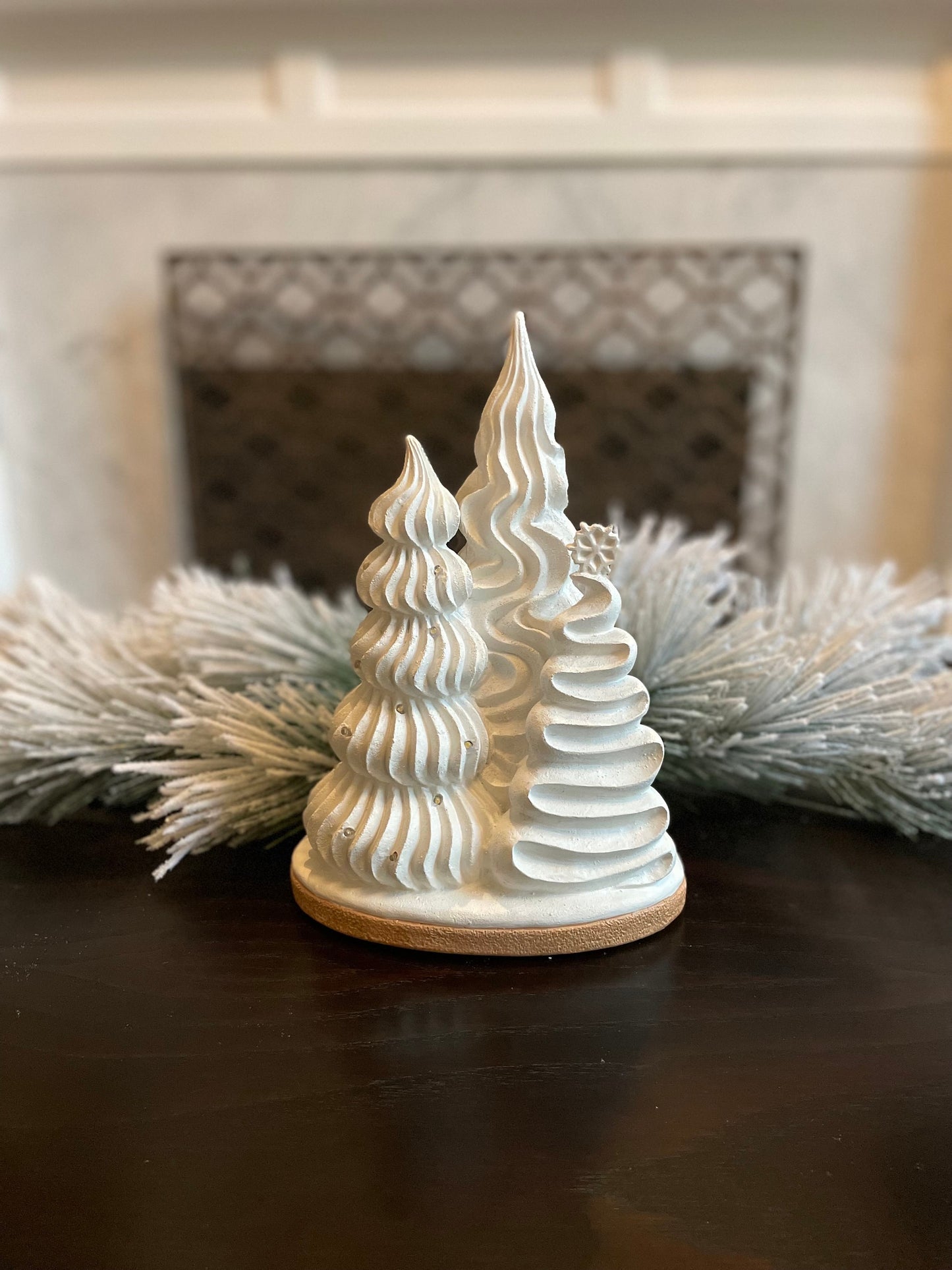 11” Meringue Christmas Trees with led.