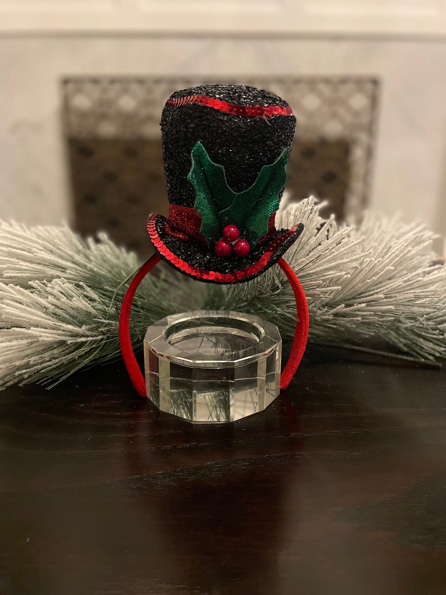9.25" Snowman top hat headband. Kids.