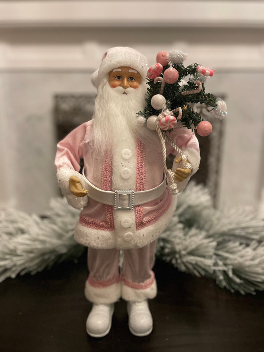 18” Santa with bag. Pink.