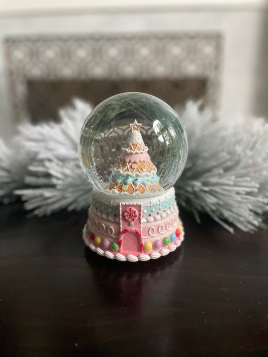 8” Musical gingerbread Christmas tree water globe. Pastel colors. Beautiful!