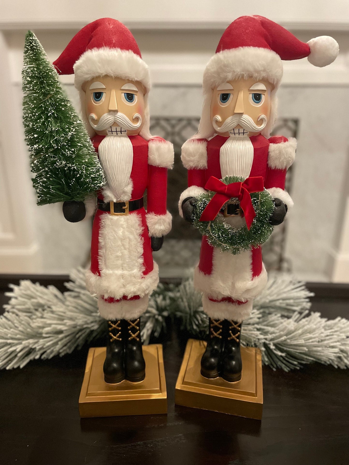 Set of 2. 24” Lighted Santa Nutcracker. Resin.