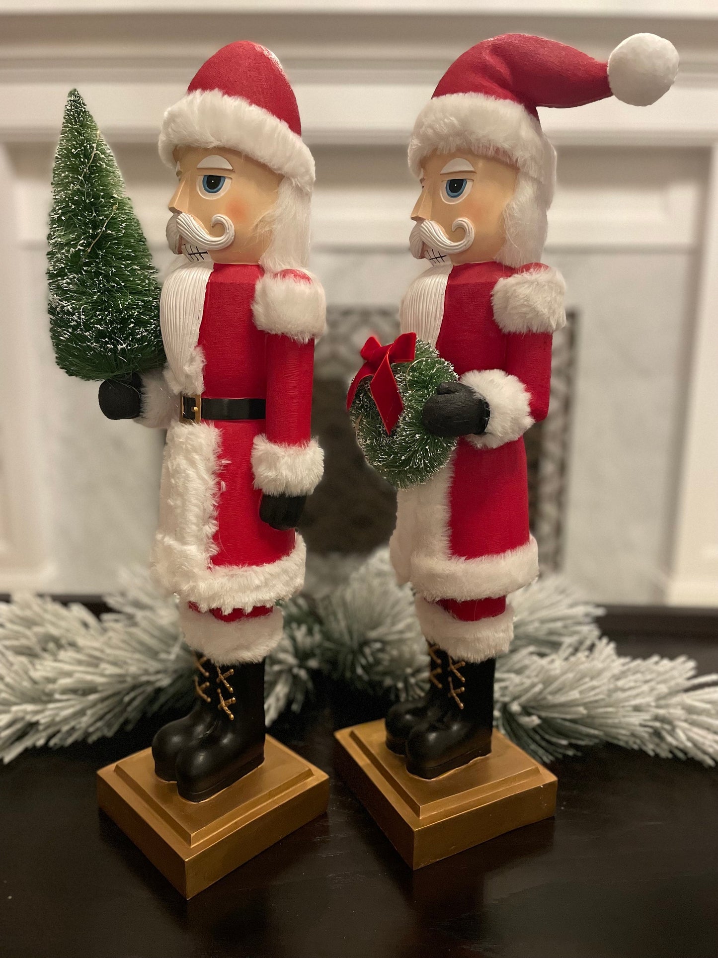 Set of 2. 24” Lighted Santa Nutcracker. Resin.