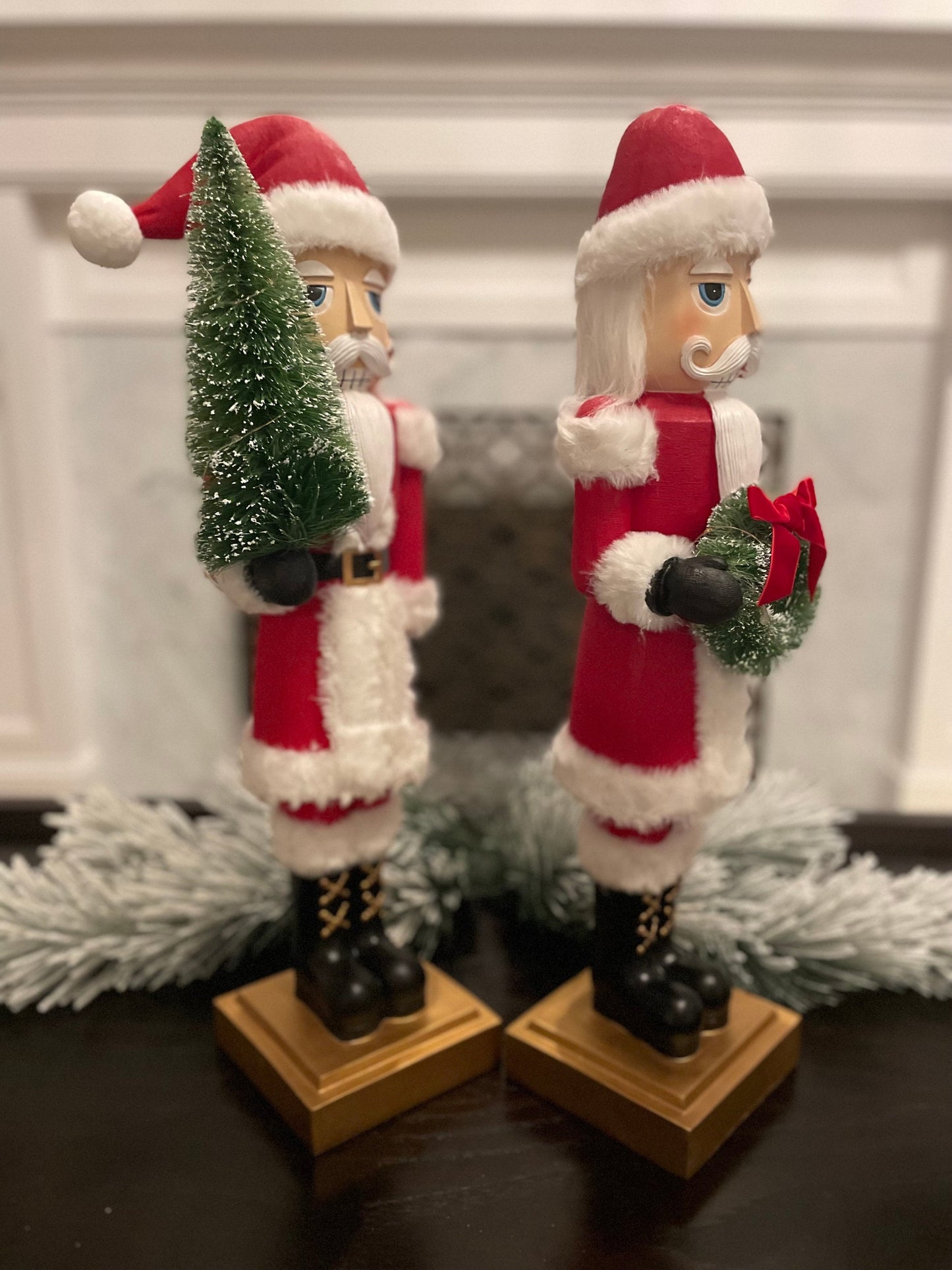 Set of 2. 24” Lighted Santa Nutcracker. Resin.