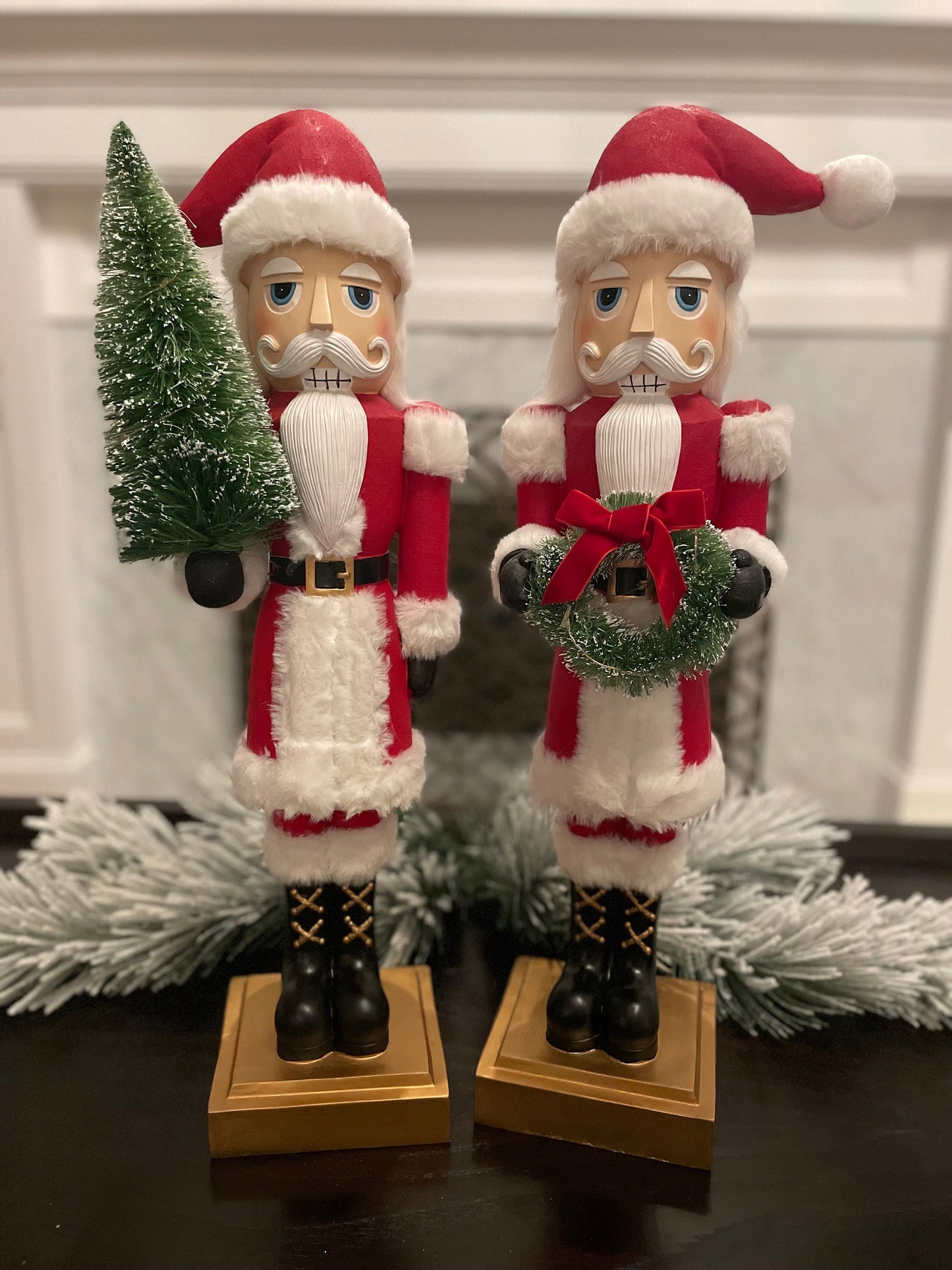 Set of 2. 24” Lighted Santa Nutcracker. Resin.