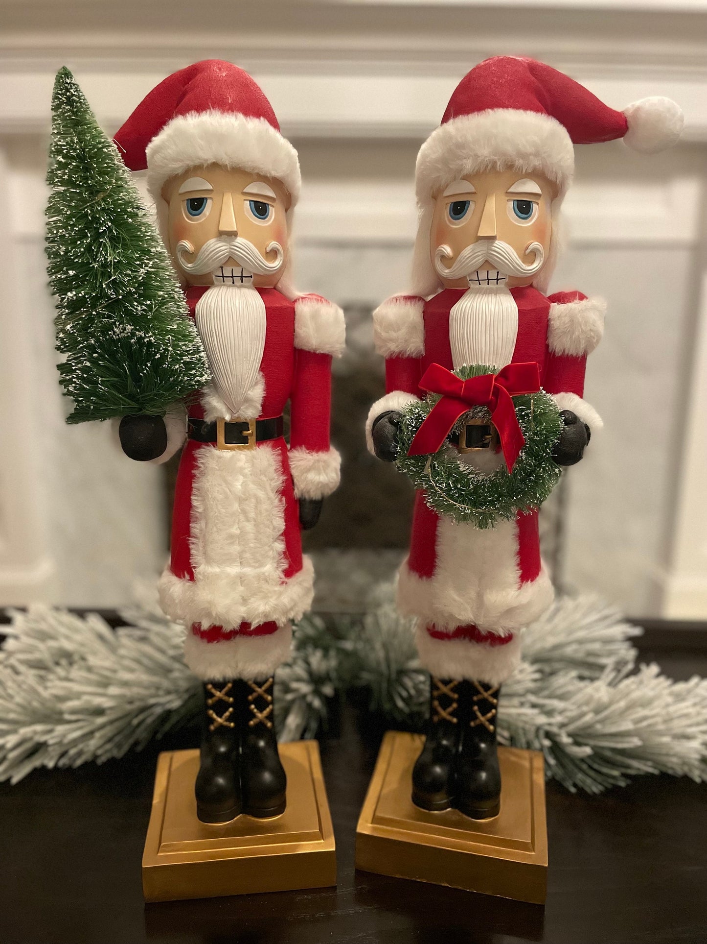 Set of 2. 24” Lighted Santa Nutcracker. Resin.