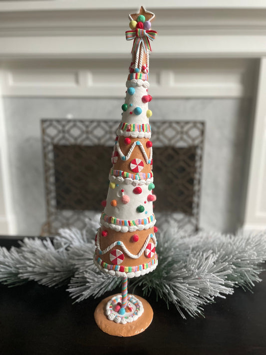 26” Claydough gingerbread candy tree. Christmas. Multi color.