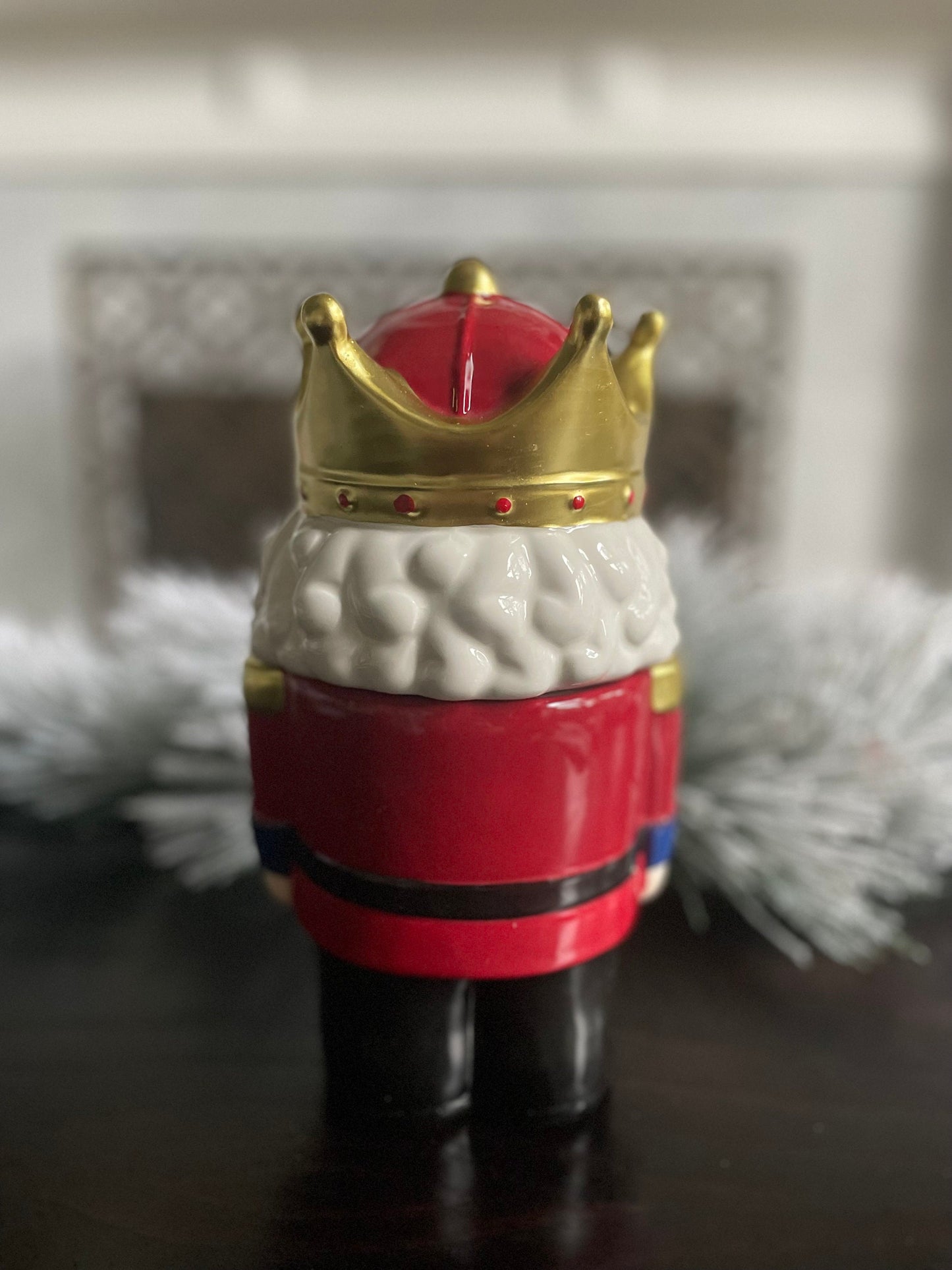 10”h x 6” w. Nutcracker dolomite cookie jar.