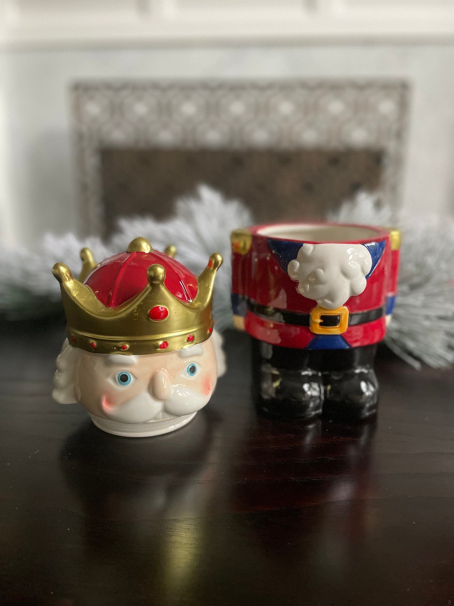 10”h x 6” w. Nutcracker dolomite cookie jar.