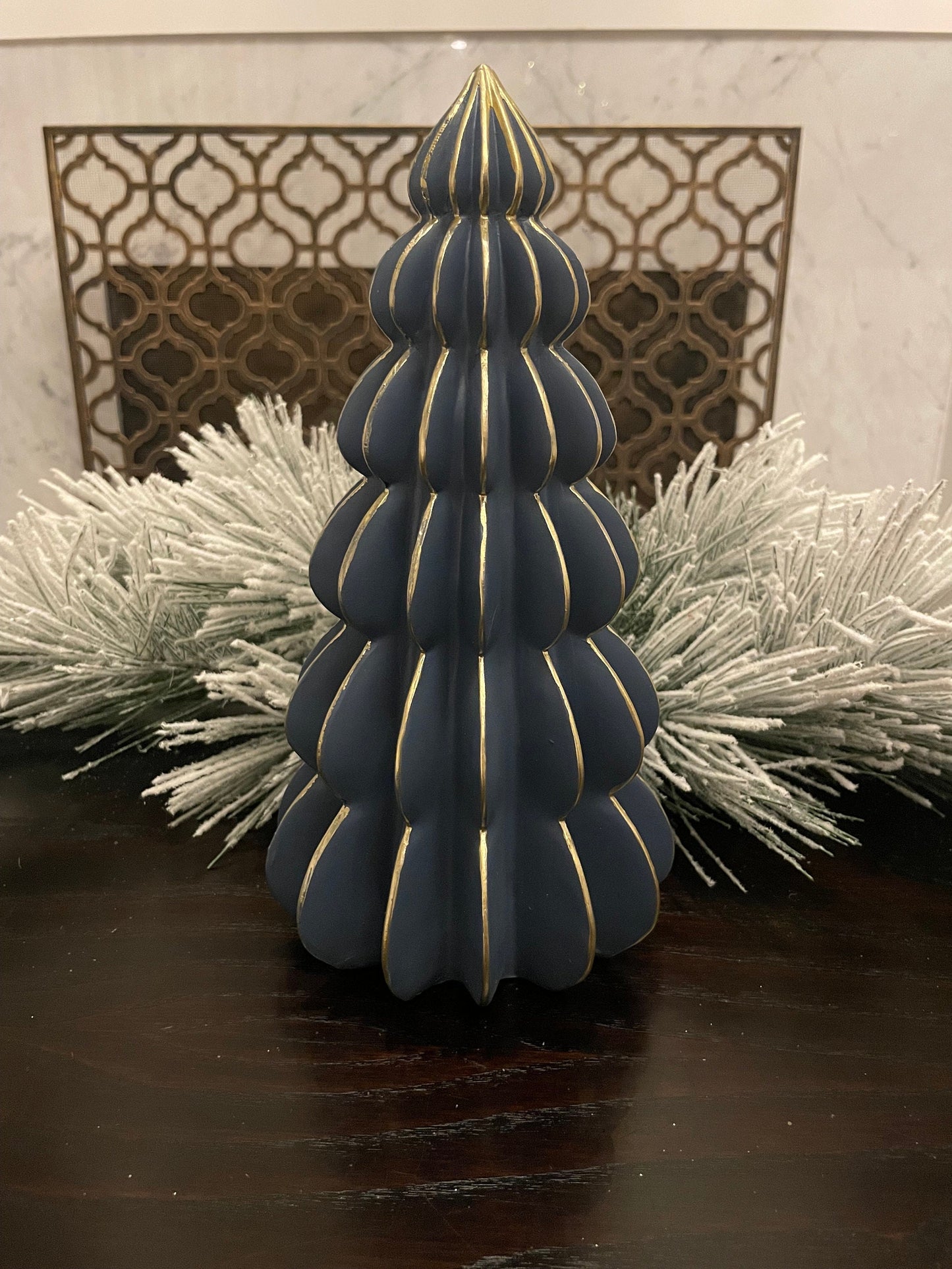 13”H x 4” W Resin blue and gold tree.