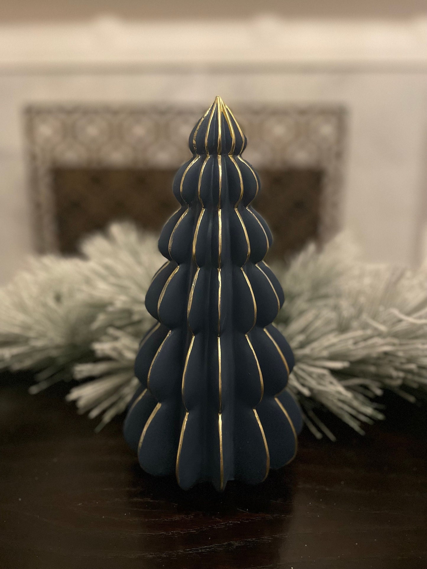 13”H x 4” W Resin blue and gold tree.