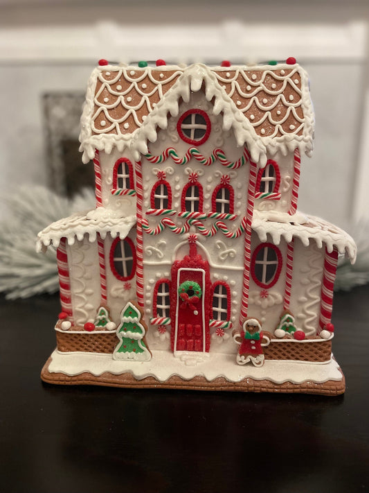 14" Lighted gingerbread house.