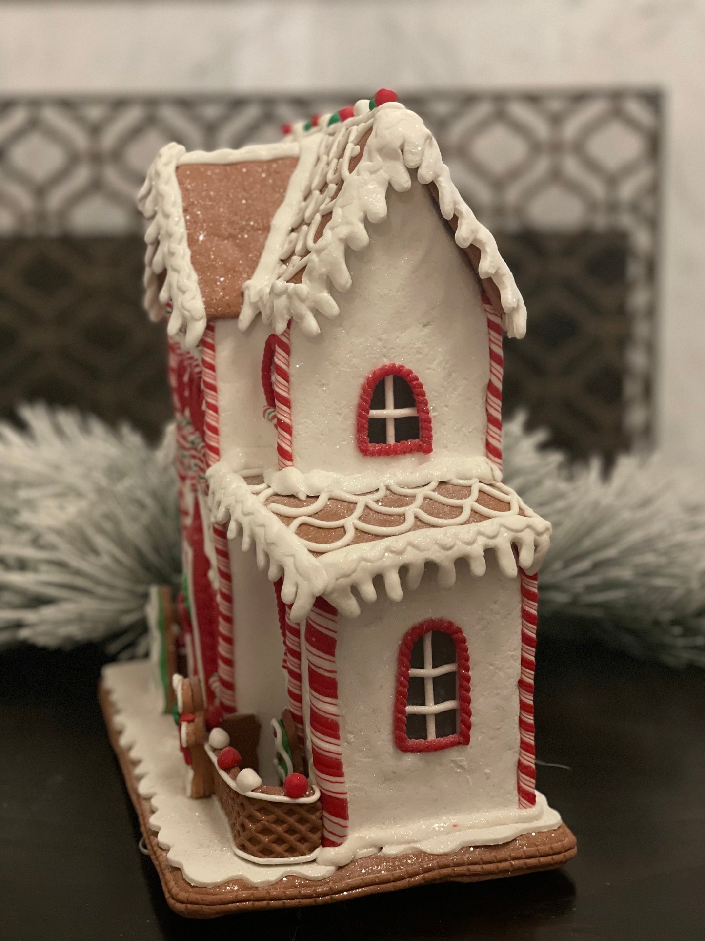 14" Lighted gingerbread house.