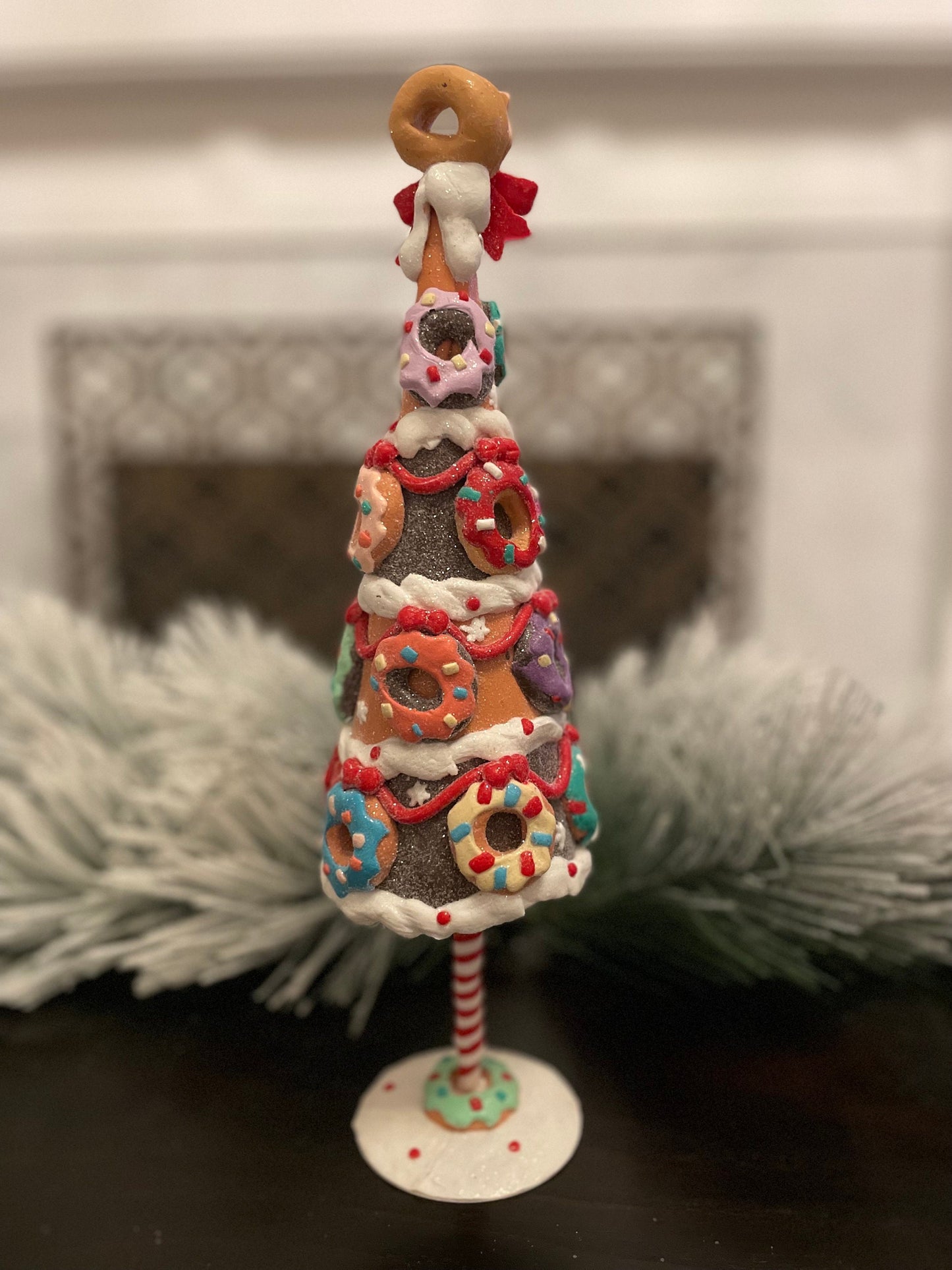 14” Christmas tree with donuts.