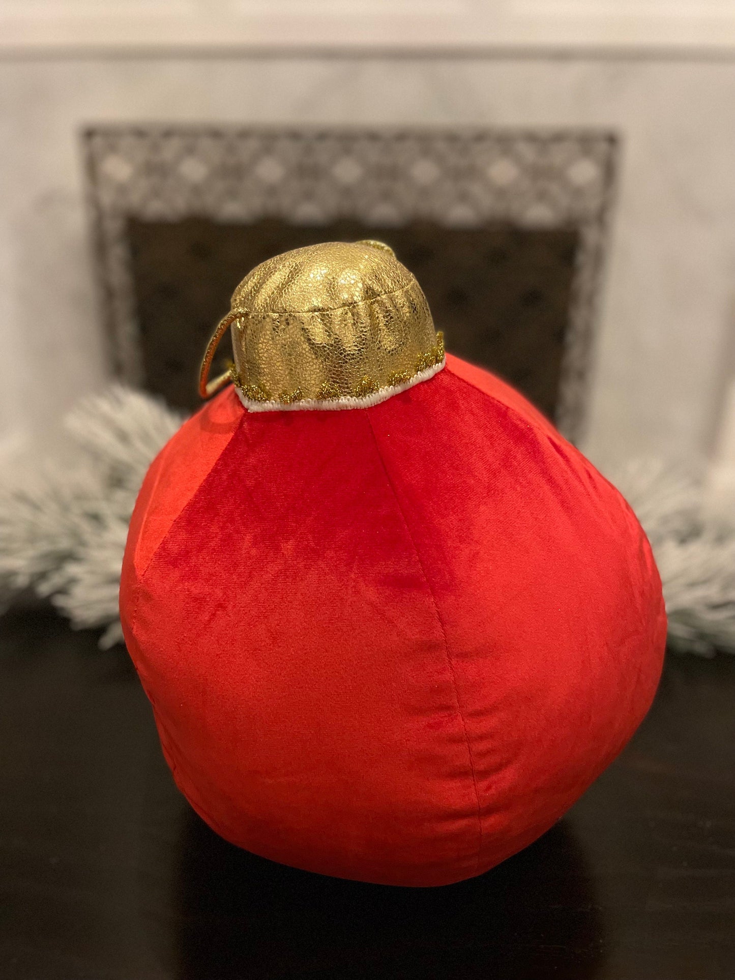 15” H x 10” W red tabletop ornament/ under the tree ornament.