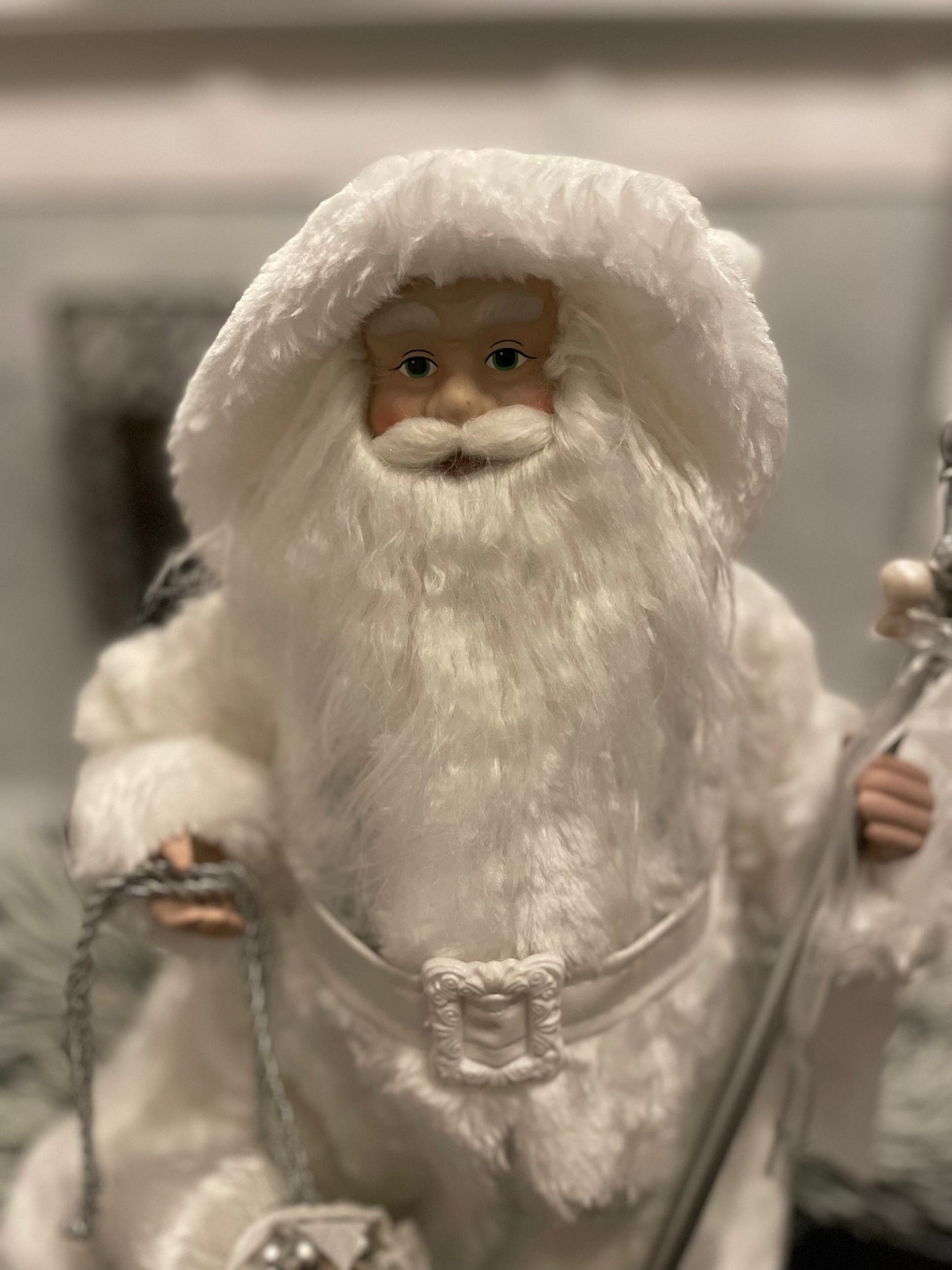 19" H. White Christmas Santa.