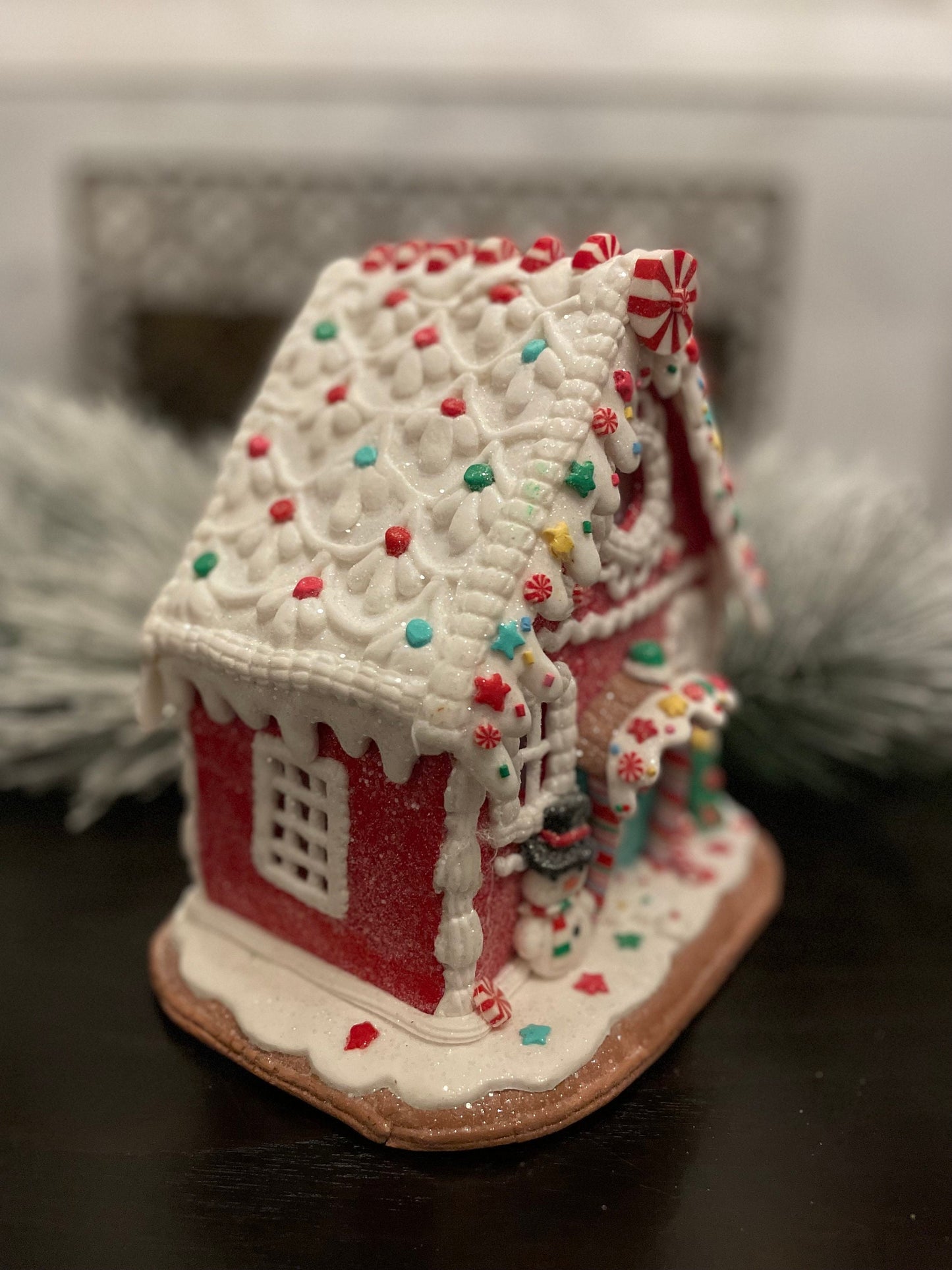 8”H x 8.5”W. Gingerbread lighted house.