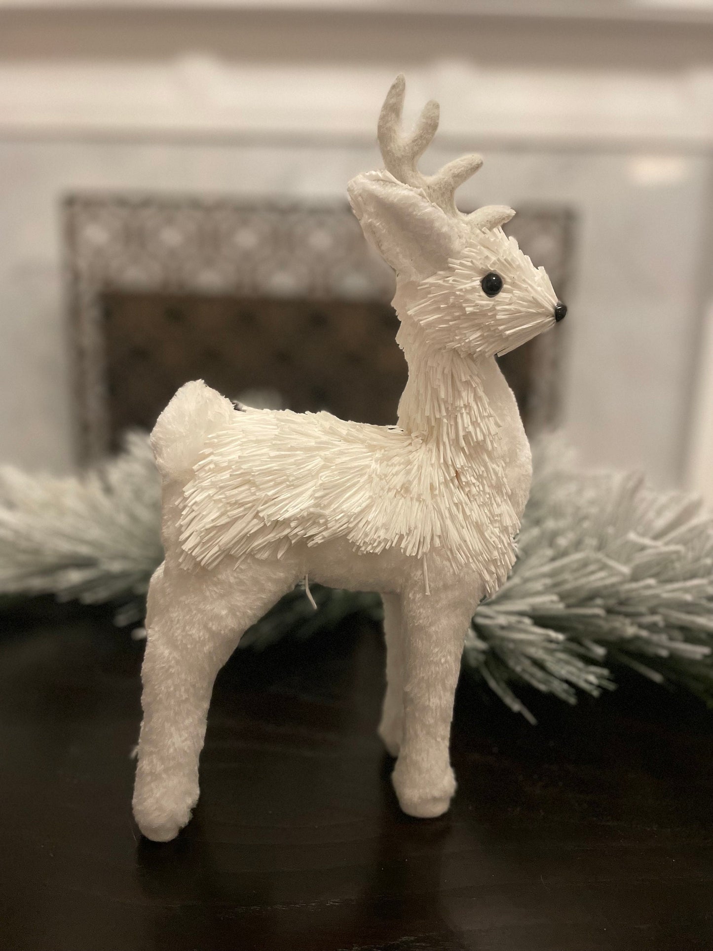 13.75” Deer. Snow fleece deer.